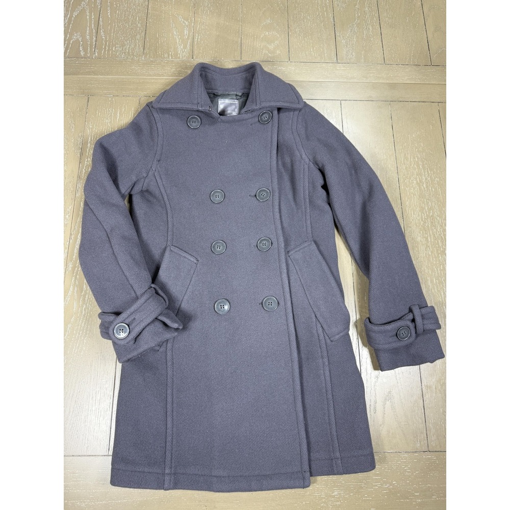 JNBY Pea Coat Womens Medium Charcoal Gray Wool Double Breasted Lined 902699